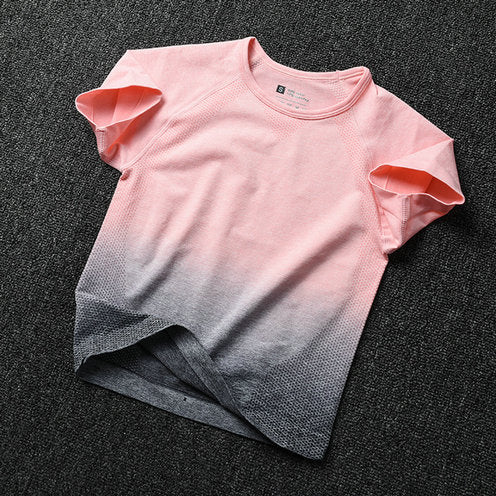 2PCS Ombre Energy Seamless Women Sport Suit Gym Workout Clothes Short Sleeve Fitness Crop Top And Scrunch Butt Leggings Yoga Set