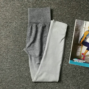 2PCS Ombre Energy Seamless Women Sport Suit Gym Workout Clothes Short Sleeve Fitness Crop Top And Scrunch Butt Leggings Yoga Set