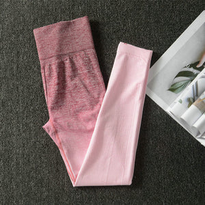 2PCS Ombre Energy Seamless Women Sport Suit Gym Workout Clothes Short Sleeve Fitness Crop Top And Scrunch Butt Leggings Yoga Set
