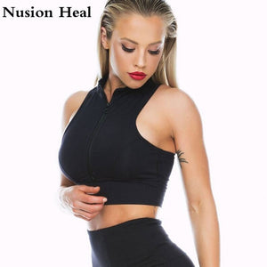2019 Women Gym White Yoga Crop Tops Yoga Shirts Sleeveless T Shirt Solid Gym Running Tops Slim Workout Fitness Yoga Shirt Tops