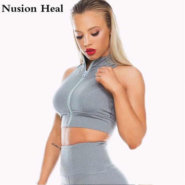2019 Women Gym White Yoga Crop Tops Yoga Shirts Sleeveless T Shirt Solid Gym Running Tops Slim Workout Fitness Yoga Shirt Tops