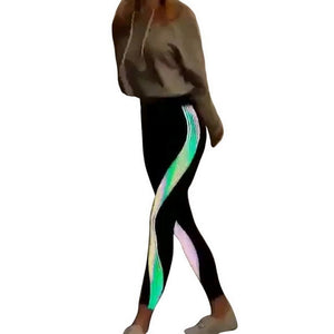 LOOZYKIT Hot Sale Women Sexy Black Mesh Yoga Pants Gym Srtriped Printed Leggings Slim Fitness High Waist Leggings Workout 2019