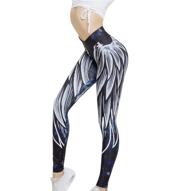 LOOZYKIT Hot Sale Women Sexy Black Mesh Yoga Pants Gym Srtriped Printed Leggings Slim Fitness High Waist Leggings Workout 2019