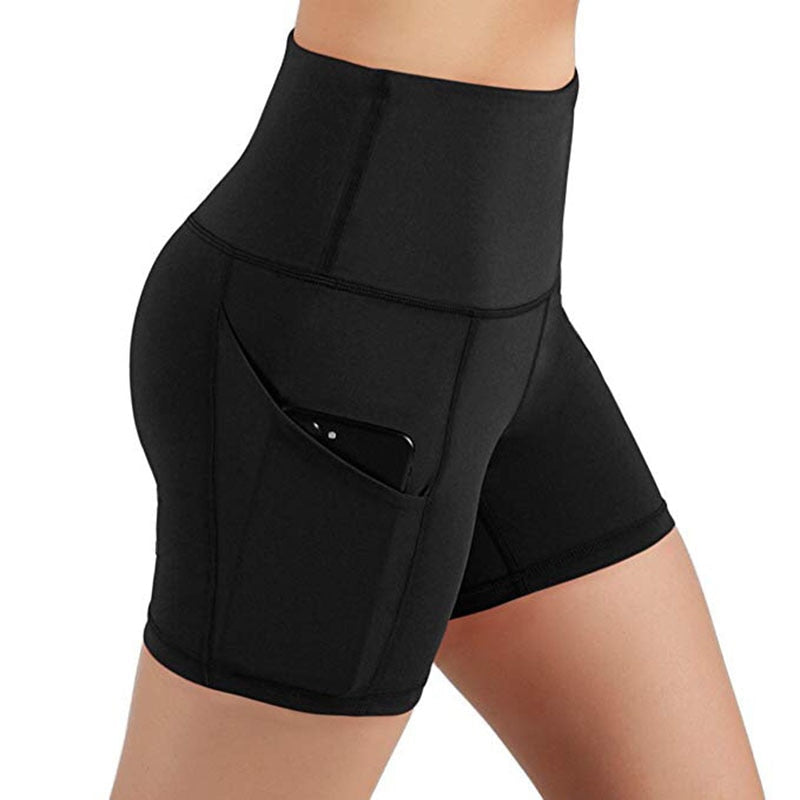 Women High Waist Gym Shorts Solid Elastic Fitness Yoga Shorts Training Workout Short Legging Female Quick Drying Sport Leggings