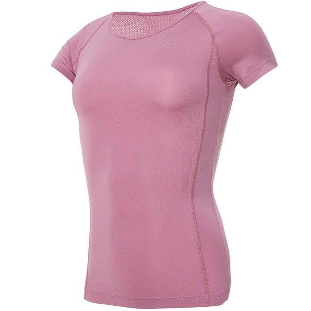 Quick Dry Short Sleeve Sports T-Shirt Gym Clothes Yoga Shirt Workout Tops For Women Fitness