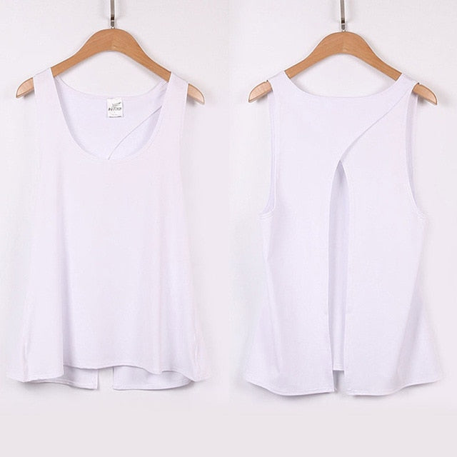 Sexy Women Yoga Vest T-shirt Hollow Back Sports Fitness Tank Top Yoga Running Gym Jogging Vest Tops SMN88