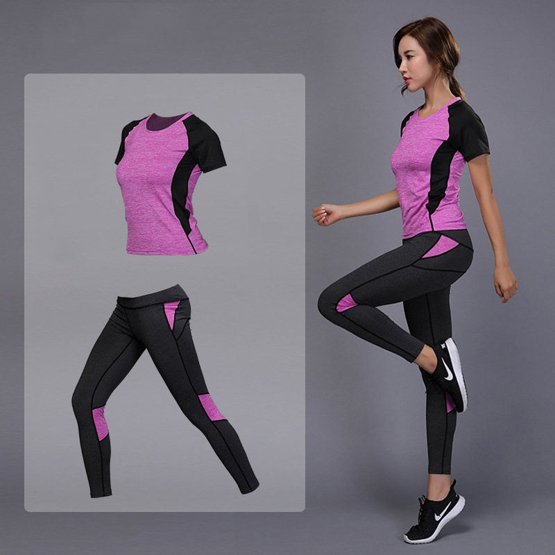 5 colors Women's sportswear Yoga Set sports set Fitness Gym set Running Tennis Shirt+Pants Yoga Leggings Jogging Workout suit