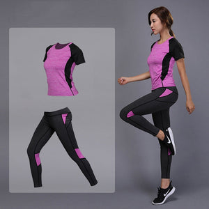 5 colors Women's sportswear Yoga Set sports set Fitness Gym set Running Tennis Shirt+Pants Yoga Leggings Jogging Workout suit