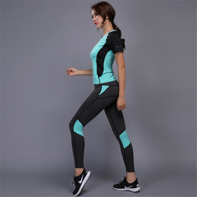 5 colors Women's sportswear Yoga Set sports set Fitness Gym set Running Tennis Shirt+Pants Yoga Leggings Jogging Workout suit