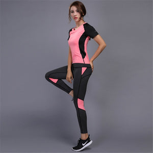 5 colors Women's sportswear Yoga Set sports set Fitness Gym set Running Tennis Shirt+Pants Yoga Leggings Jogging Workout suit