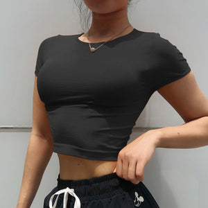 Yoga Top Seamless Yoga Shirt Short Sleeve Crop Top Women Sport Shirt  Gym Women Top Gym T-shirt 10 colors