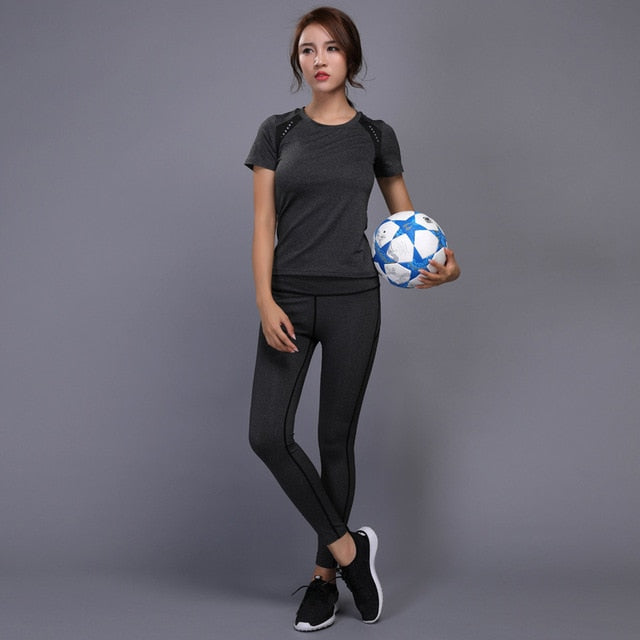 5 colors Women's sportswear Yoga Set sports set Fitness Gym set Running Tennis Shirt+Pants Yoga Leggings Jogging Workout suit