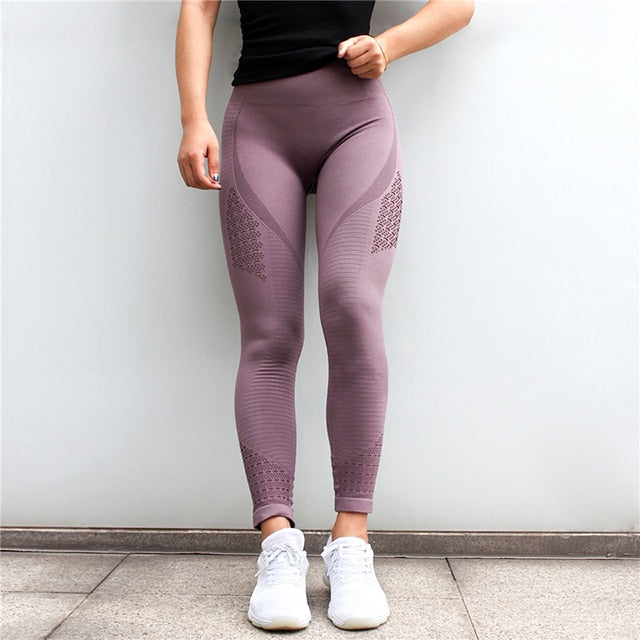 SALSPOR Women Yoga Pants Sports Running Sportswear Stretchy Fitness Leggings Gym Seamless Tummy Control Compression Tights Pants