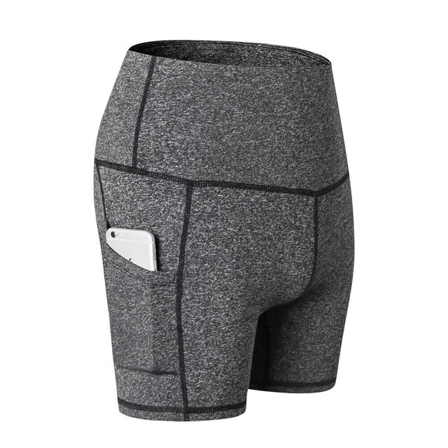 Women's High Waist Sports Short Workout Running Fitness Leggings Female Yoga Shorts Gym Yoga  Leggings With Side Pocket